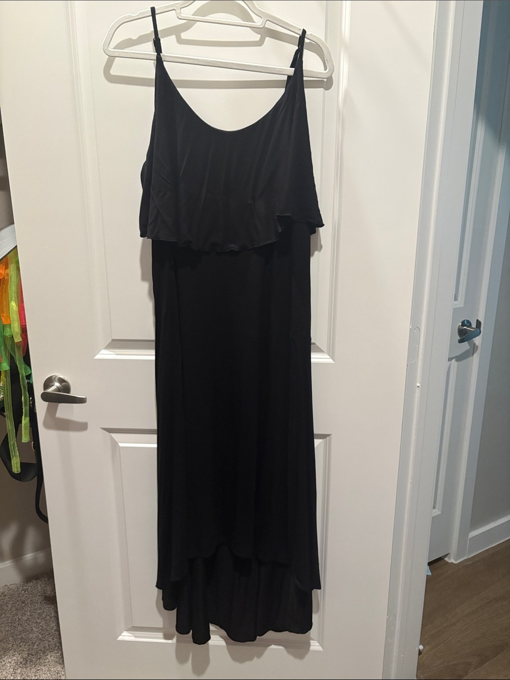 Black Ruffle Layer High Low Maxi Dress